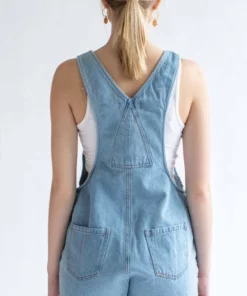 Light Wash Tie Waist Denim Overall Shorts -US Clothing Shop light wash tie waist denim overall shorts 6 04898.1692386796