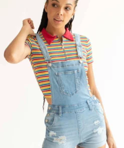 Light Wash Cuffed Distressed Denim Overall Shorts -US Clothing Shop light washed cuffed distressed denim overall shorts 2 29698.1666808980