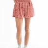 Marsala Crushed Velvet Shorts