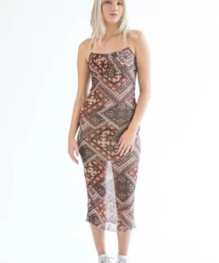 Mesh Dark Patchwork Maxi Dress