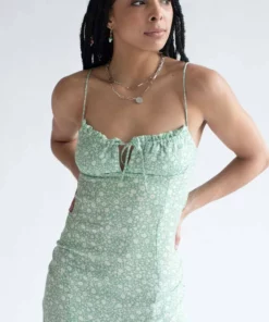 Mint Ditsy Floral Milkmaid Midi Dress