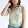Moss Green Checkered Sweater Vest
