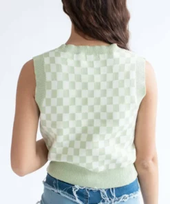 Moss Green Checkered Sweater Vest 9 Moss Green Checkered Sweater Vest -US Clothing Shop moss green checkered sweater vest 4 69928.1692388837