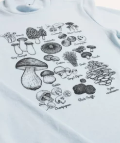 Powder Blue Mushroom Fam Mock Neck Sweater -US Clothing Shop mushroom family long sleeve mock neck sweater 2 88779.1692389029