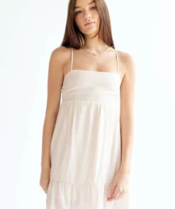 Natural Tie Back Gauze Sundress