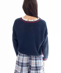 Navy Distressed Varsity Pullover 7 Navy Distressed Varsity Pullover -US Clothing Shop navy distressed varsity pullover 4 94445.1666806226