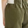 Olive Cuffed Paper Bag Waist Denim Shorts