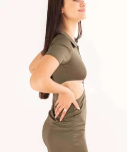 Olive Cut Out Side Shirt Dress -US Clothing Shop olive cutout side shirt dress 3 43606.1666809115