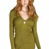 Olive Green Ring Long Sleeved Dress
