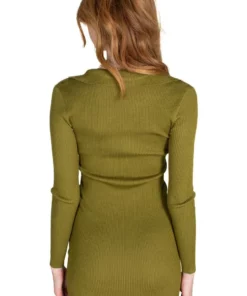 Olive Green Ring Long Sleeved Dress -US Clothing Shop olive green ring long sleeve dress 5 53403.1673287422