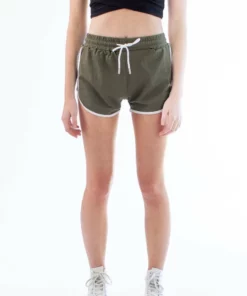 Olive Mesh Side Dolphin Shorts