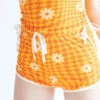 Orange Checkered Daisy Dolphin Shorts