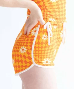 Orange Checkered Daisy Dolphin Shorts 7 Orange Checkered Daisy Dolphin Shorts -US Clothing Shop orange checkered daisy dolphin shorts 4 22915.1666808849