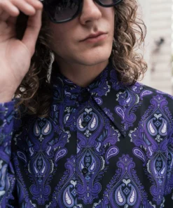 Purple Paisley Long Sleeve Viscose Shirt -US Clothing Shop paisleyshirt1