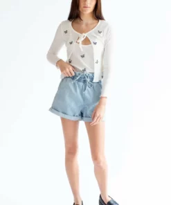 Paper Bag Drawstring Waist Denim Shorts -US Clothing Shop paper bag drawstring waist denim shorts 1 39790.1666806128