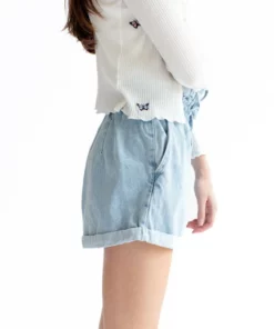 Paper Bag Drawstring Waist Denim Shorts -US Clothing Shop paper bag drawstring waist denim shorts 2 54316.1666806108