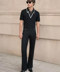 Black Wool Pin Belt Flare