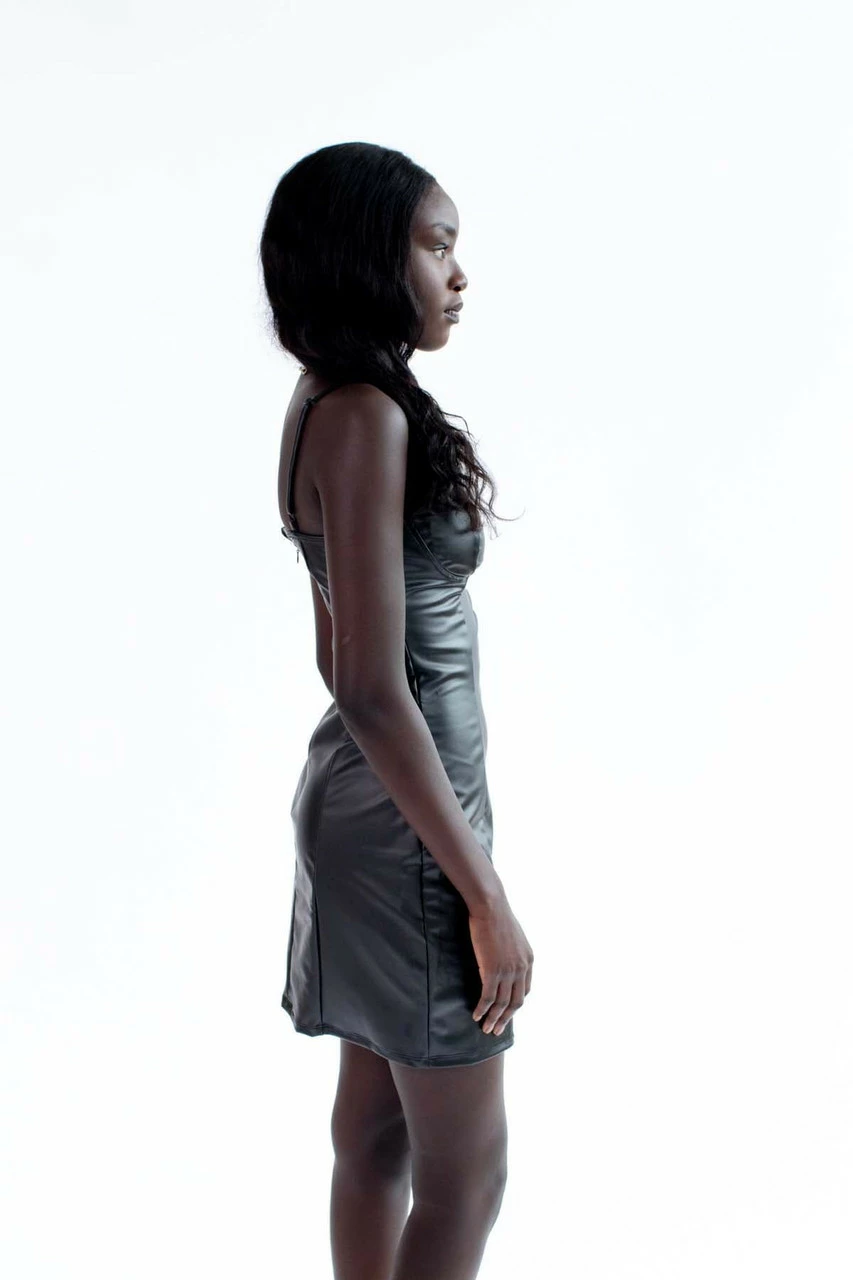 Pleather Black Bustier Dress 3 Pleather Black Bustier Dress - Image 3