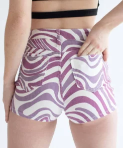 Purple Swirl High Waisted Denim Shorts -US Clothing Shop purple swirl high waisted denim shorts 5 70491.1692387193
