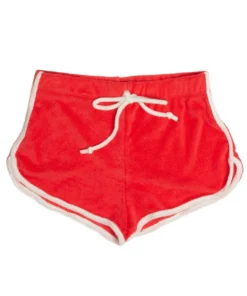 Red Terry Drawstring Dolphin Shorts -US Clothing Shop red drawstring terry dolphin shorts 1 09958.1678310131