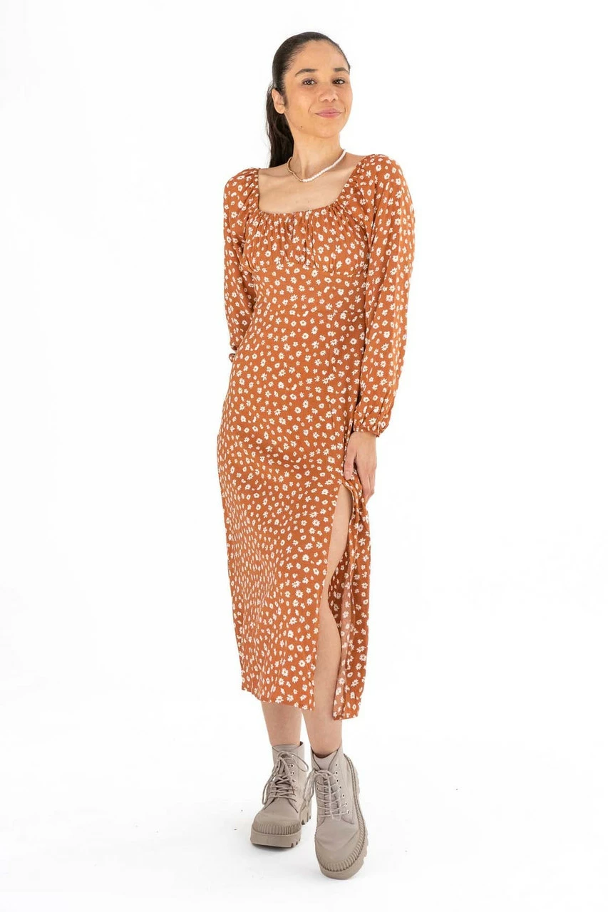 Rust Daisy Milkmaid Maxi Dress 2 Rust Daisy Milkmaid Maxi Dress - Image 2
