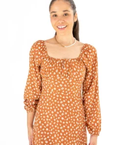 Rust Daisy Milkmaid Maxi Dress