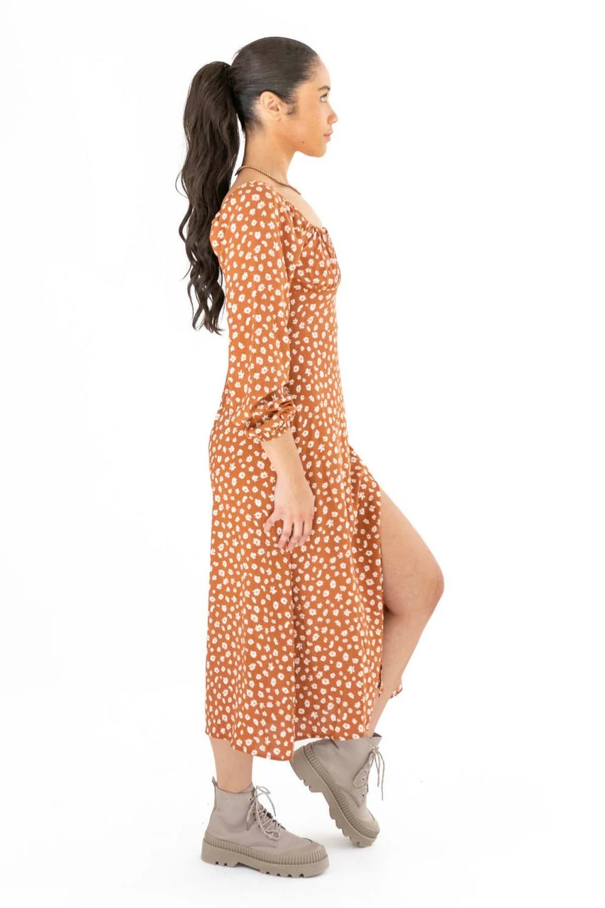 Rust Daisy Milkmaid Maxi Dress 3 Rust Daisy Milkmaid Maxi Dress - Image 3