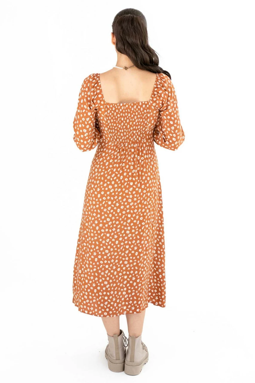 Rust Daisy Milkmaid Maxi Dress 4 Rust Daisy Milkmaid Maxi Dress - Image 4