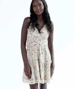 Sage Bold Floral Ruffle Mini Dress -US Clothing Shop sage bold floral ruffle mini dress 2 83987.1666808715