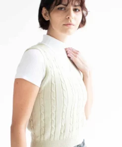 Sage Soft Cable Knit Sweater Vest