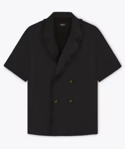 Black Satin Ruffle Lapel Shirt -US Clothing Shop satin shirtsleeveflat