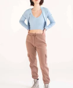 Sky Blue Ribbed Cardigan & Tank Set -US Clothing Shop sky blue ribbed cardigan tank set 3 02769.1666806168