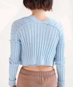 Sky Blue Ribbed Cardigan & Tank Set -US Clothing Shop sky blue ribbed cardigan tank set 5 30437.1666806227