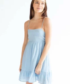 Sky Blue Tie Back Gauze Sundress