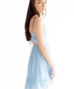 Sky Blue Tie Back Gauze Sundress 7 Sky Blue Tie Back Gauze Sundress -US Clothing Shop sky blue tie back gauze sundress 4 12695.1666809231