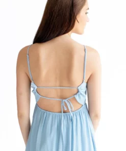 Sky Blue Tie Back Gauze Sundress 9 Sky Blue Tie Back Gauze Sundress -US Clothing Shop sky blue tie back gauze sundress 6 53528.1699030595