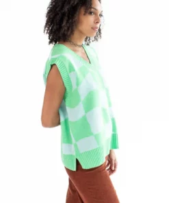 Sky Green Checker Sweater Vest -US Clothing Shop sky green checker sweater vest 3 39193.1666808688
