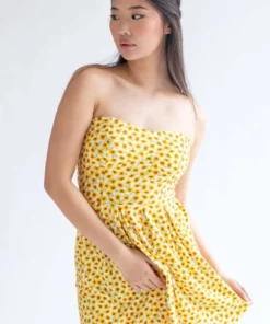 Sunflower Bustier Strapless Dress
