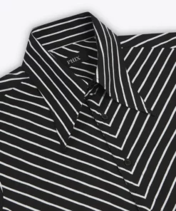 Black Symmetrical Pin Stripe Long Sleeve Viscose Shirt 13 Black Symmetrical Pin Stripe Long Sleeve Viscose Shirt -US Clothing Shop stripeshirt