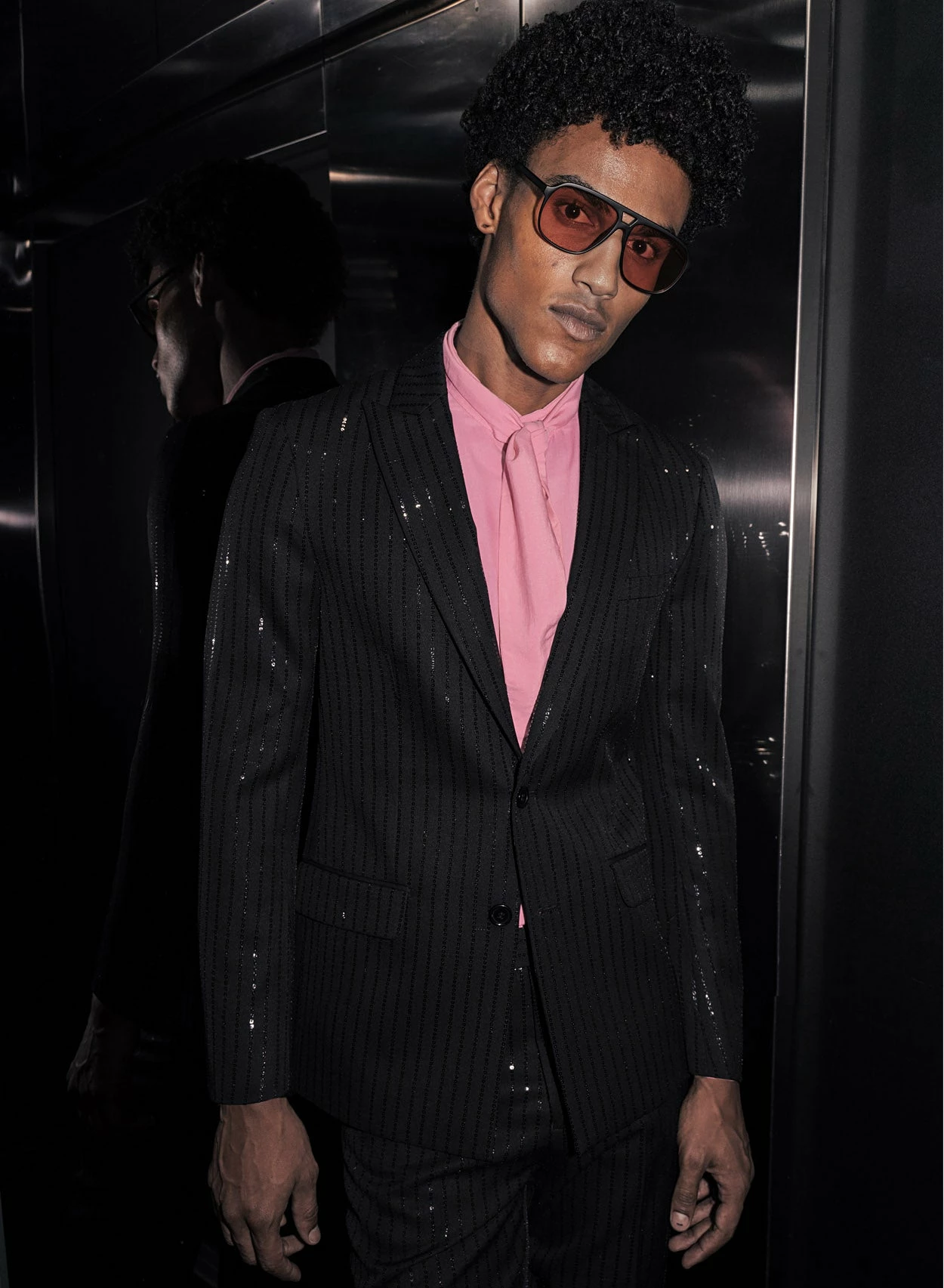 Sequin Pinstripe Wool Single Breasted Blazer 2 Sequin Pinstripe Wool Single Breasted Blazer - Image 2