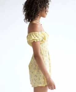 Sunflower Smocked Waist Romper -US Clothing Shop sunflower smocked waist romper 3 97532.1693581815