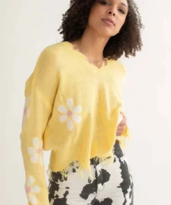 Sunshine Daisy Frayed Sweater -US Clothing Shop sunshine daisy frayed sweater 2 38826.1666806041