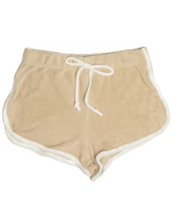 Tan Terry Drawstring Dolphin Shorts -US Clothing Shop tan drawstring terry dolphin shorts 1 59630.1678310386