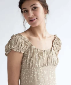 Taupe Ditsy Floral Milkmaid Dress -US Clothing Shop taupe ditsy floral milkmaid dress 4 90840.1666805490