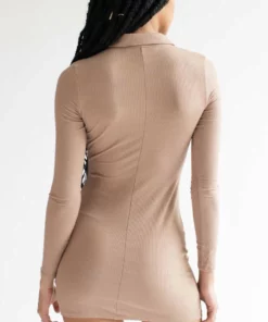 Taupe Ruched Long Sleeve Shirt Dress 6 Taupe Ruched Long Sleeve Shirt Dress -US Clothing Shop taupe ruched long sleeved shirt dress 1 59651.1666808958