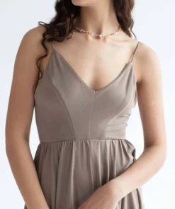 Taupe V Neck Cami Romper