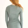 Teal Brushed Ruched Sides Ribbed Dress