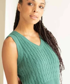 Teal Cable Knit Sweater Vest