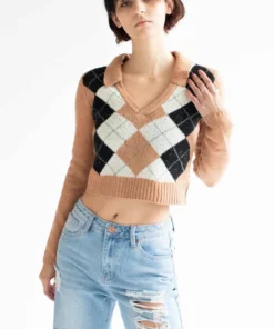Terra Argyle Collared Sweater