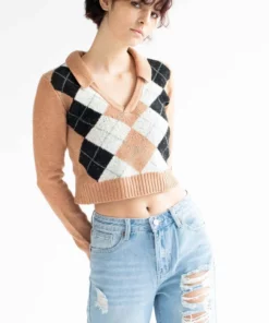 Terra Argyle Collared Sweater -US Clothing Shop terracotta argyle collared sweater 5 18944.1692389612